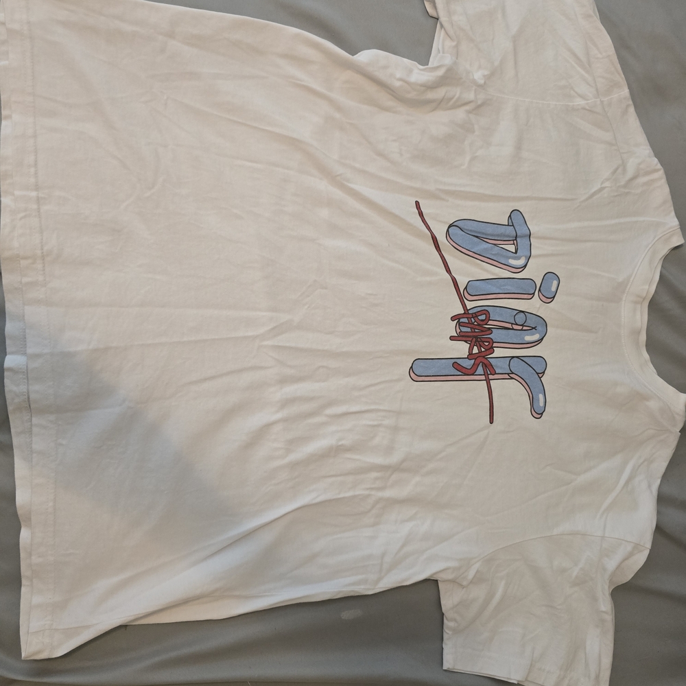 Kids White Graphic Tee with Blue & Red Print